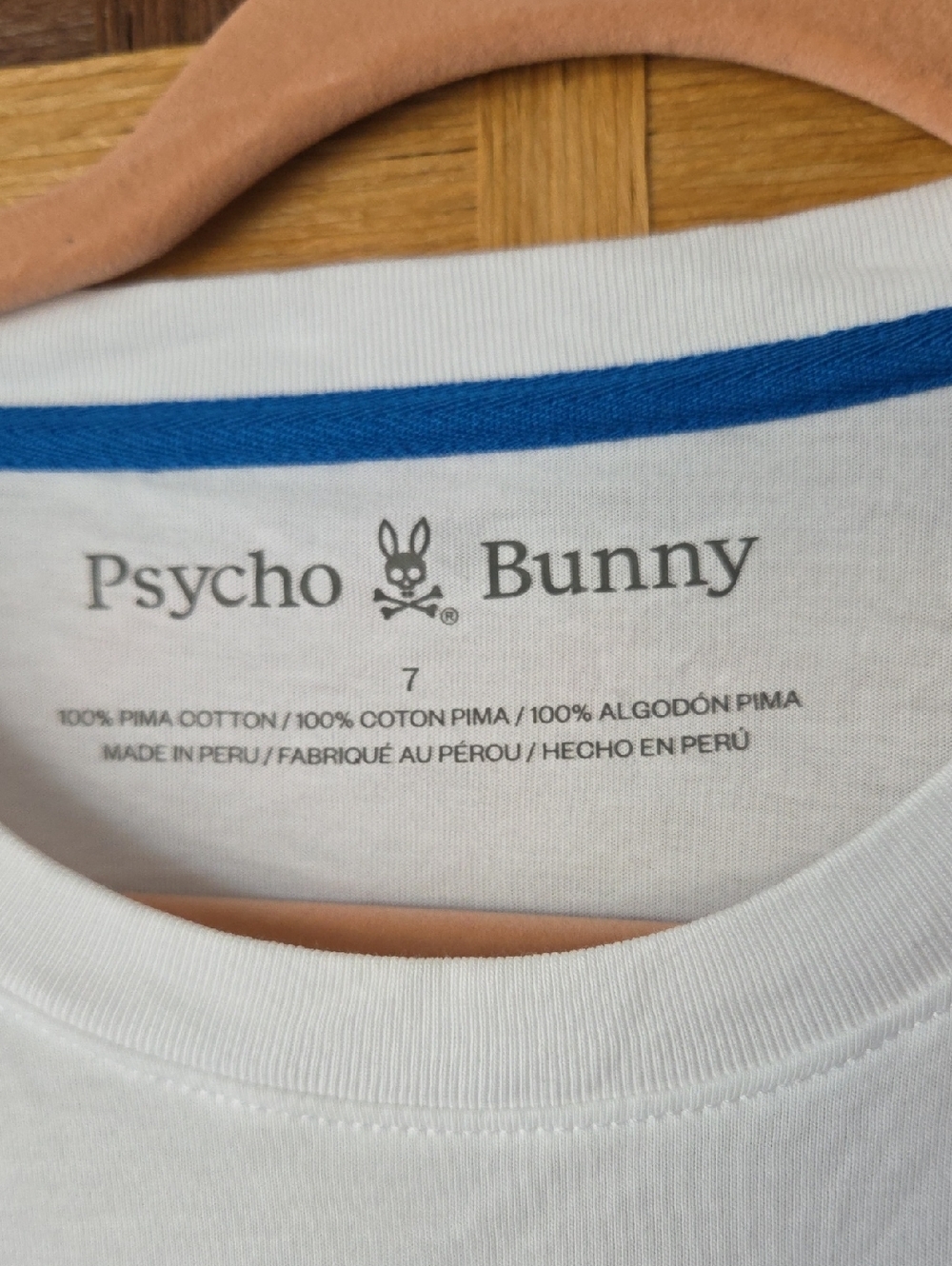 Psycho Bunny White Tee With Blue Bunny Crossbones View 3